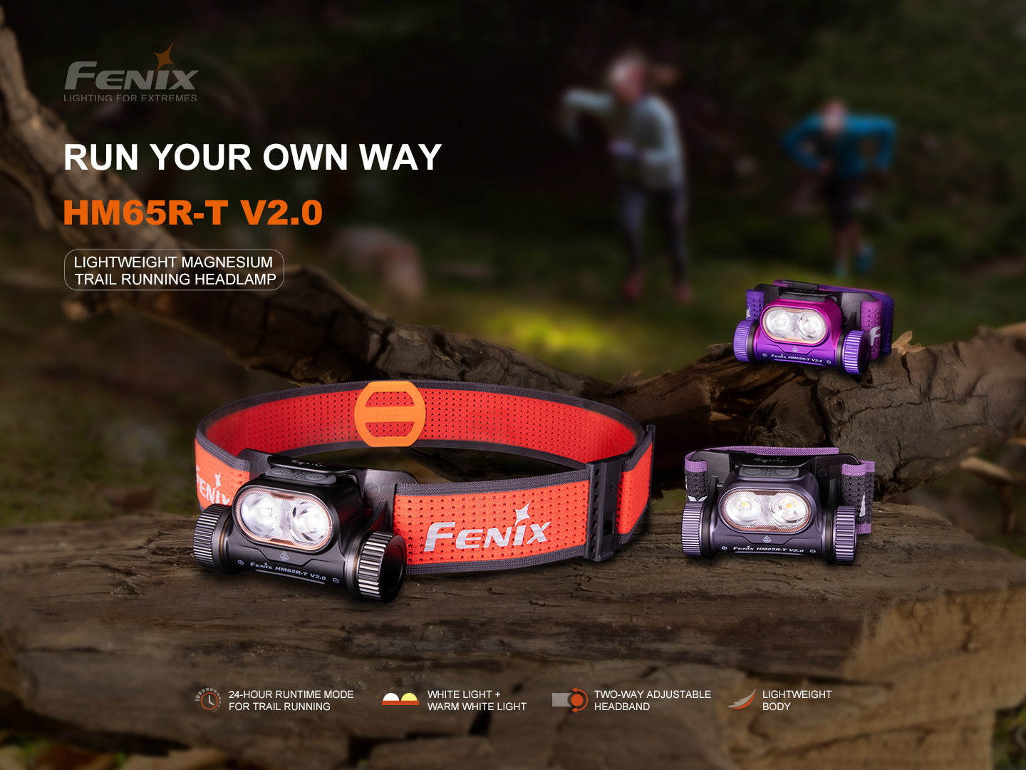 Fenix HM65R-T V2 Trail Running Headlamp | Magnesium | 170m | White & Warm White | IP68