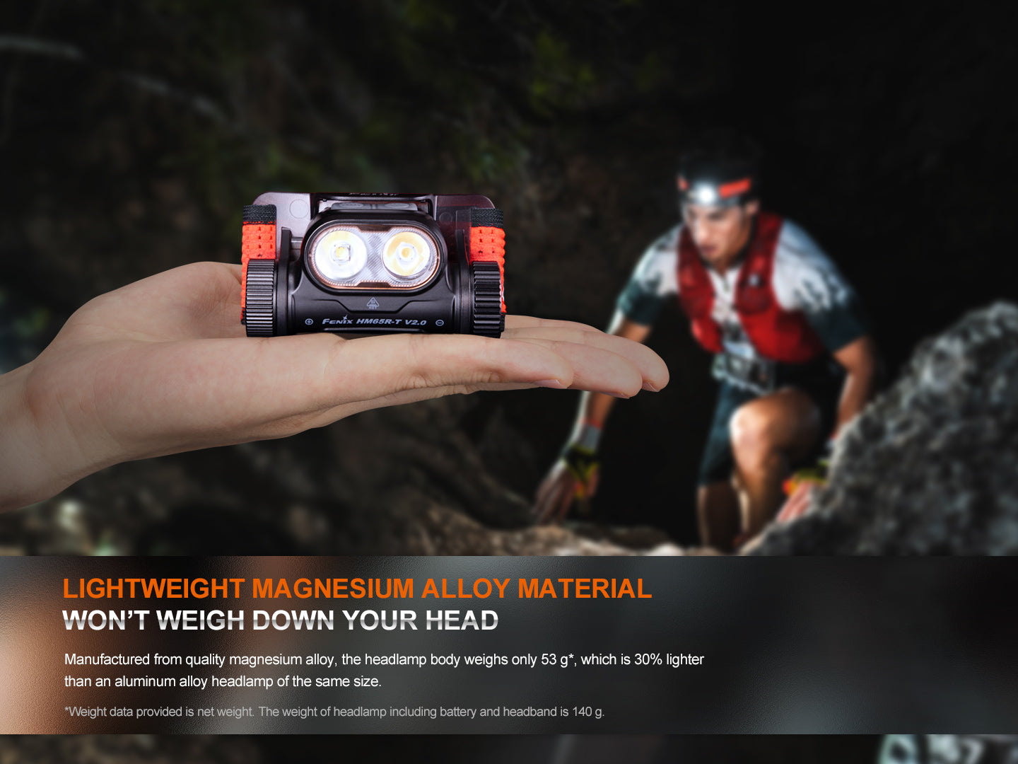 Fenix HM65R-T V2 Trail Running Headlamp | Magnesium | 170m | White & Warm White | IP68