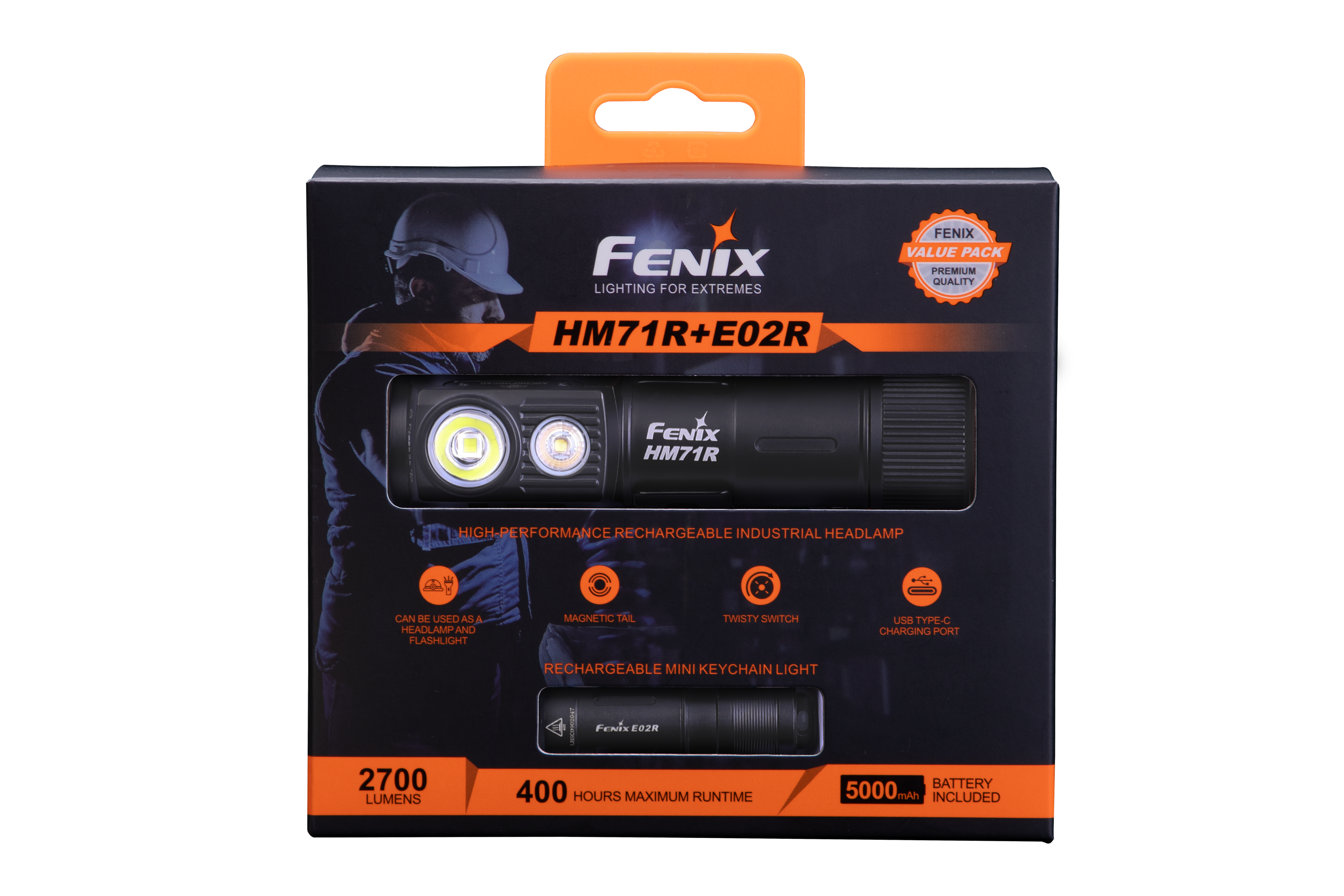 Fenix HM71R Rechargeable Industrial LED Headlamp | Dual LED | 755 ft Spot | IP68