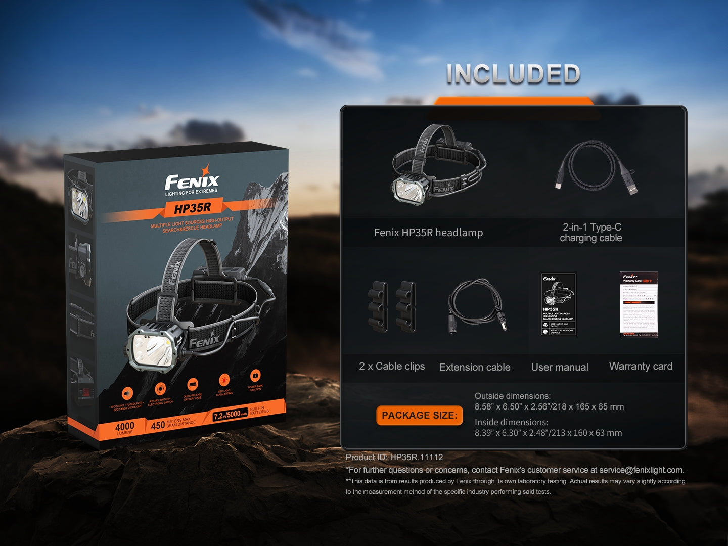 Fenix HP35R Search & Rescue Headlamp | 4000 Lumens | 500-Hour | Power Bank | IP66