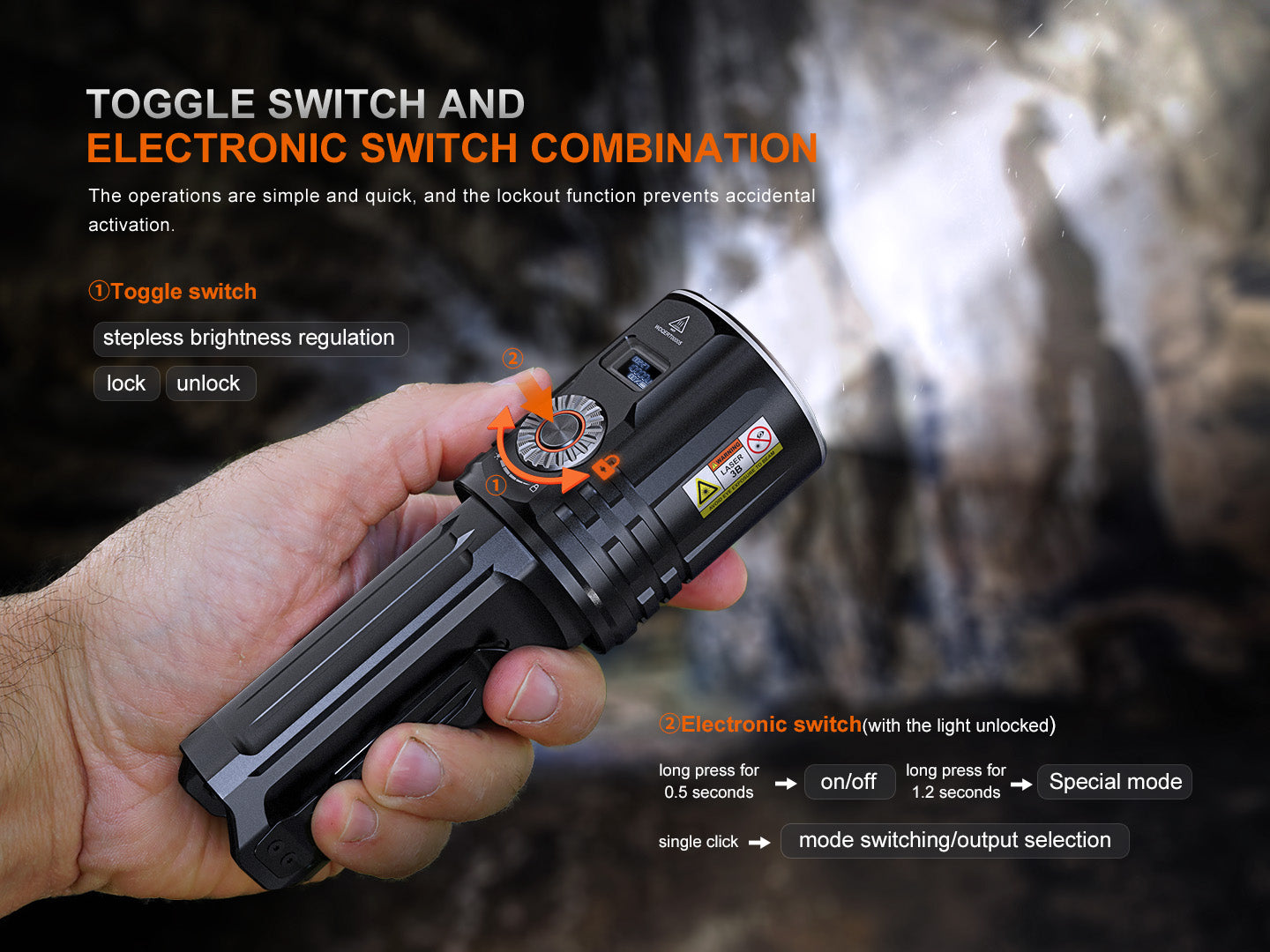 Fenix LR36R White Laser Searching Flashlight | 10,000 Lumens | 4134 ft | OLED | IP68