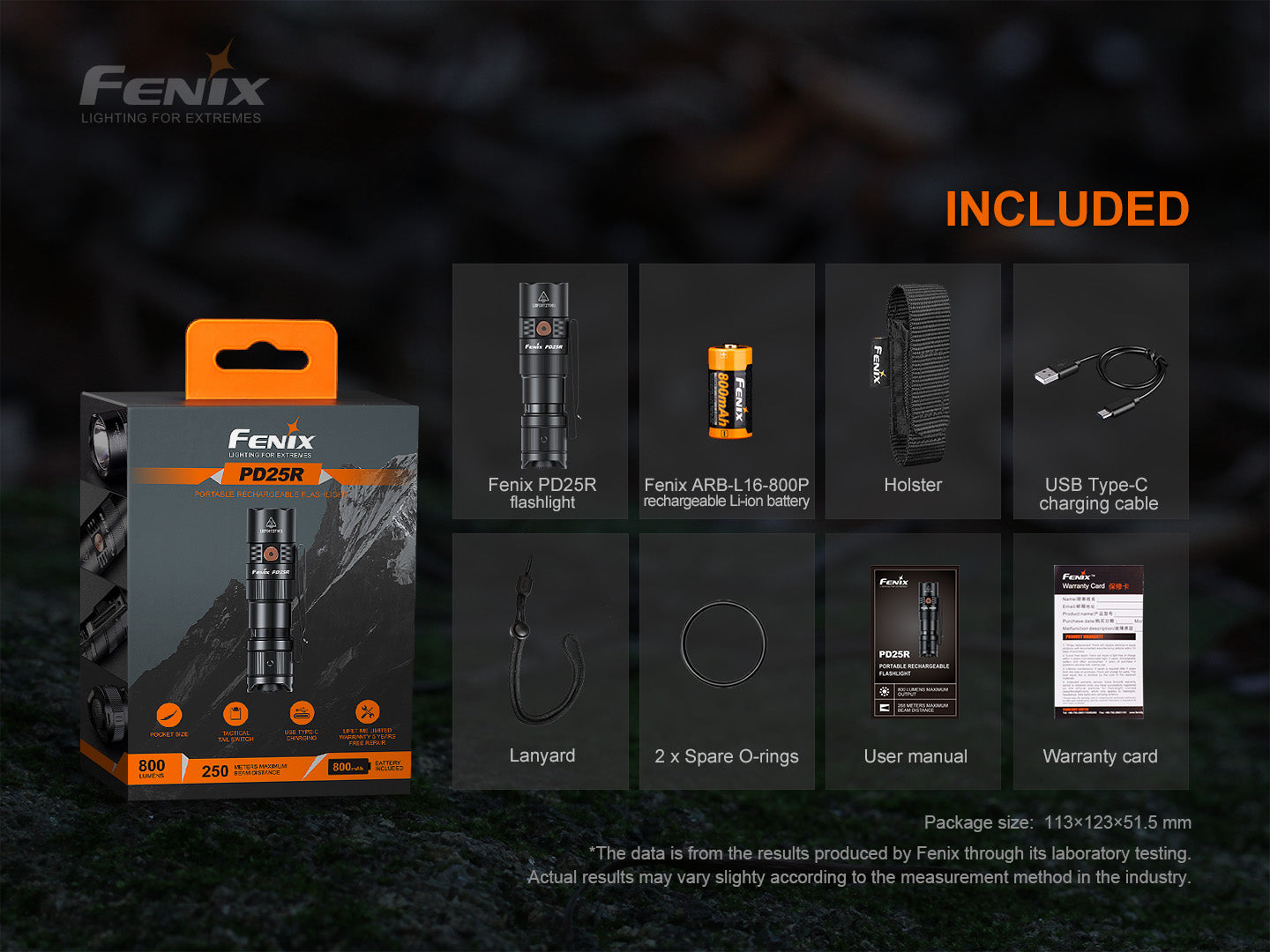 fenix flashlight accessories PD25R Rechargeable EDC Alexander Wang Black Attica fantasy and a level of Length (cm):182