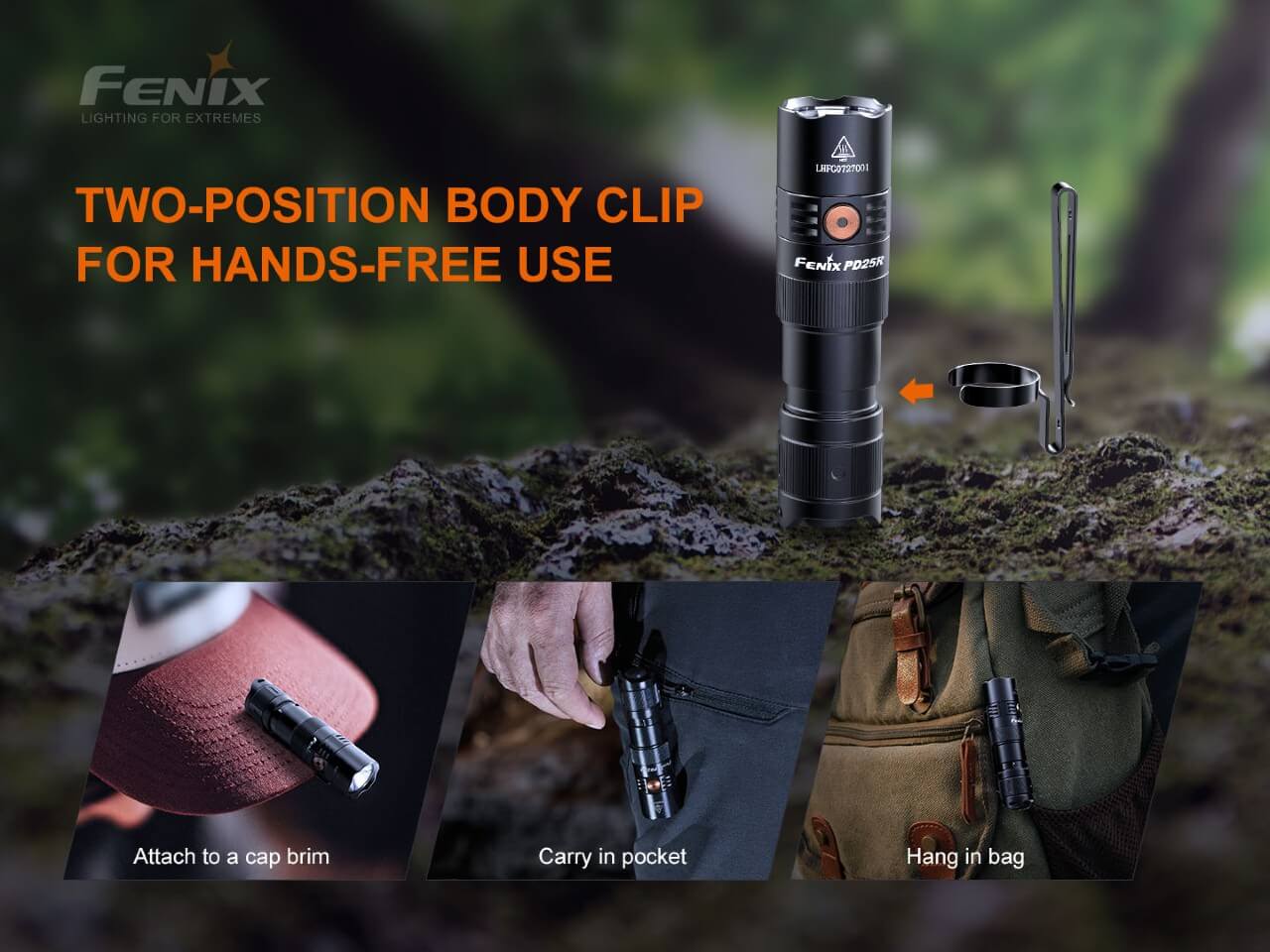 Fenix PD25R Rechargeable EDC Flashlight | 800 Lumens | 250m | IP68 | USB-C