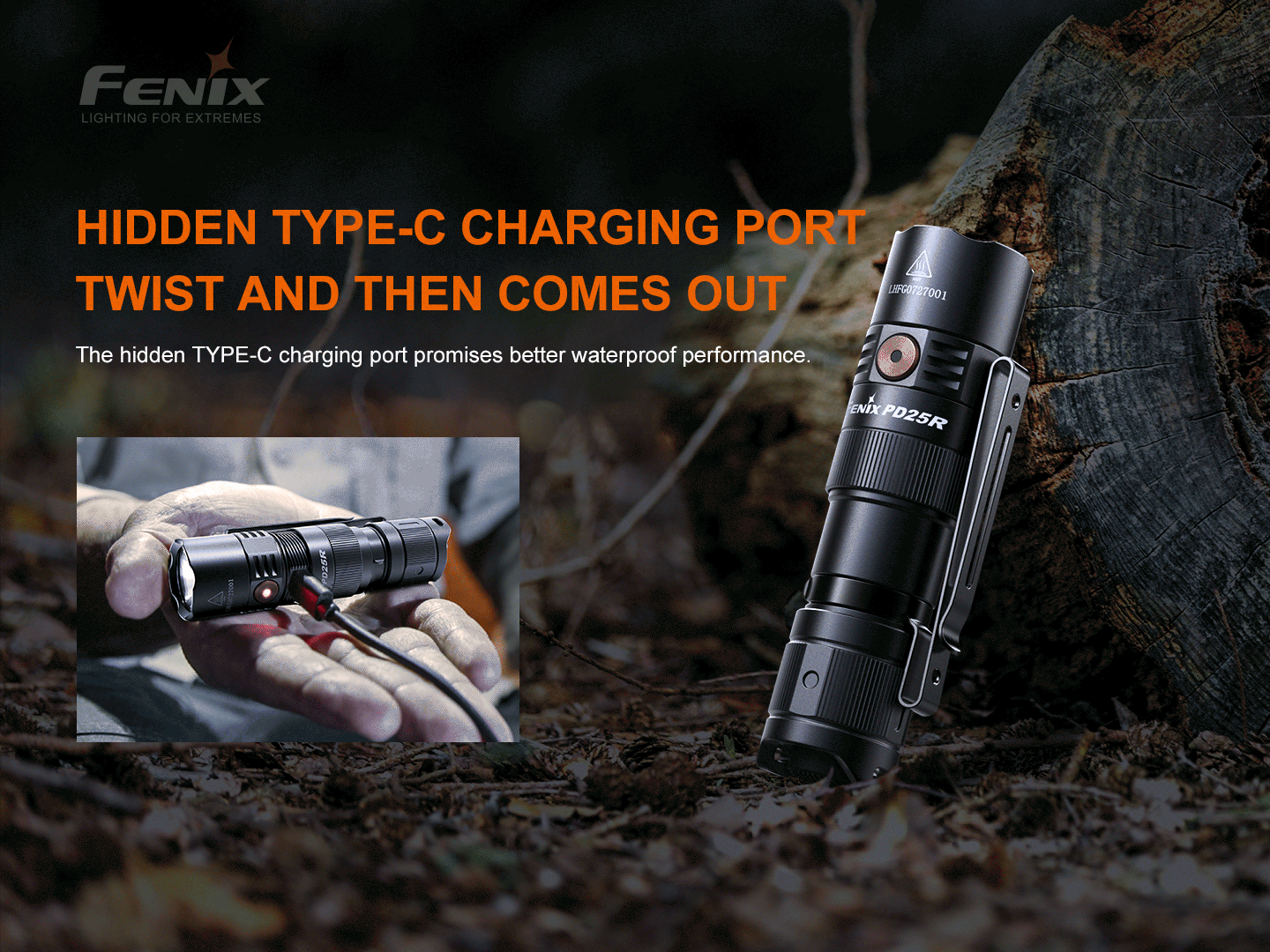 Fenix PD25R Rechargeable EDC Flashlight | 800 Lumens | 250m | IP68 | USB-C