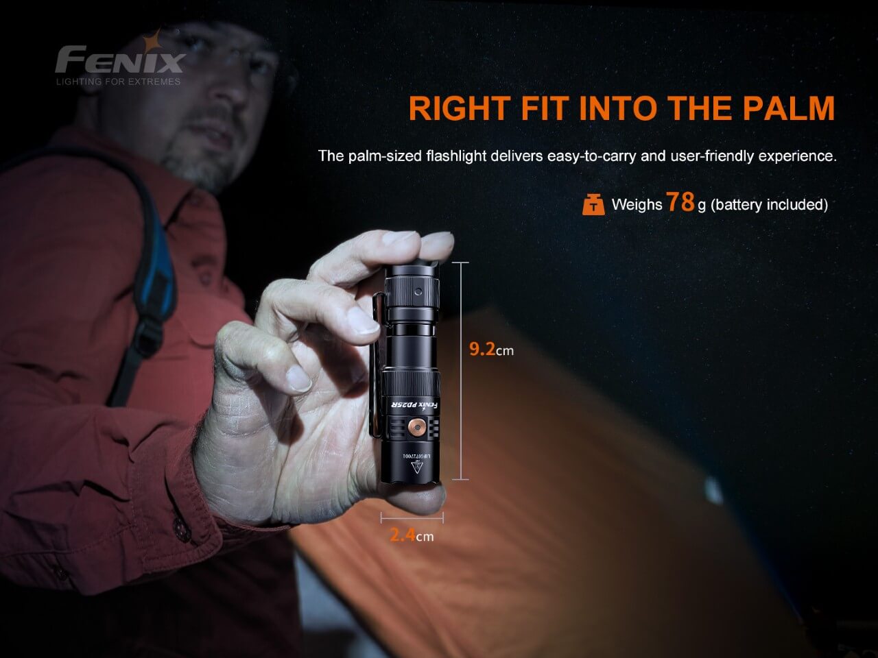 Fenix PD25R Rechargeable EDC Flashlight | 800 Lumens | 250m | IP68 | USB-C