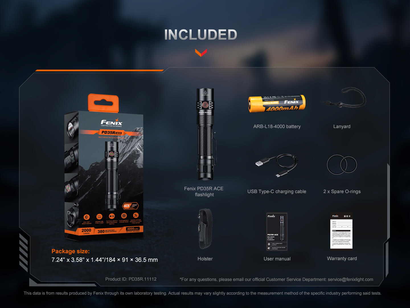 Fenix PD35R ACE Multi-Mode Tactical Flashlight | 2000 Lumens | SET | IP68