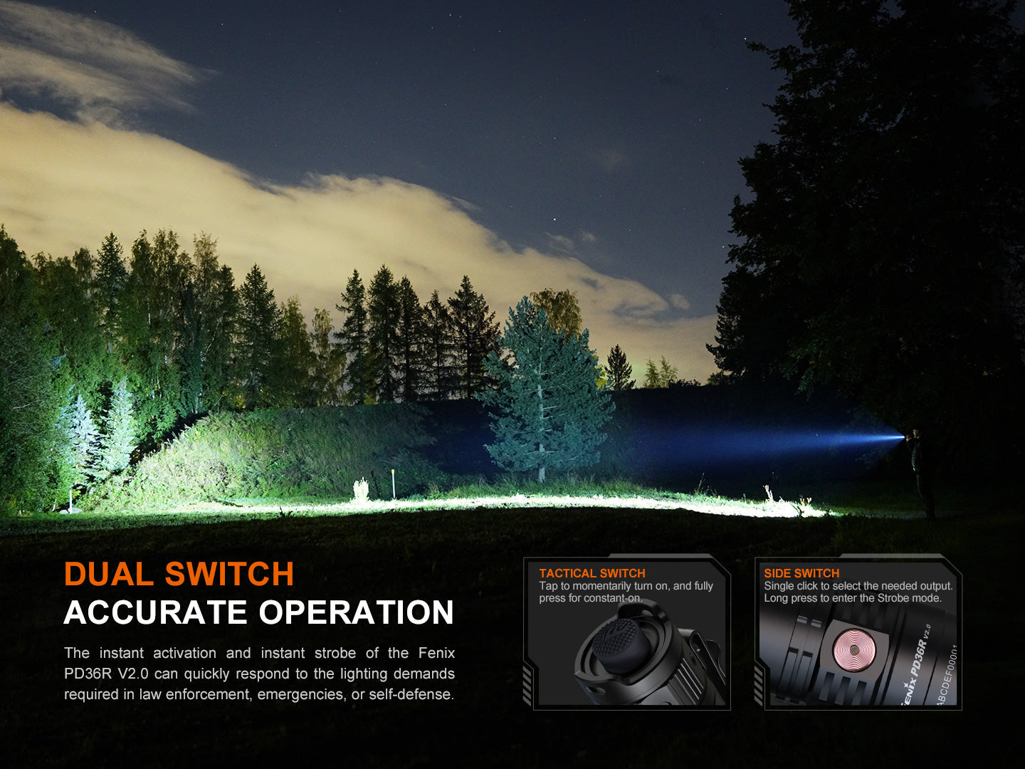 Fenix PD36R V2 Compact Rechargeable Tactical Flashlight | 1700 Lumens | 396m | IP68