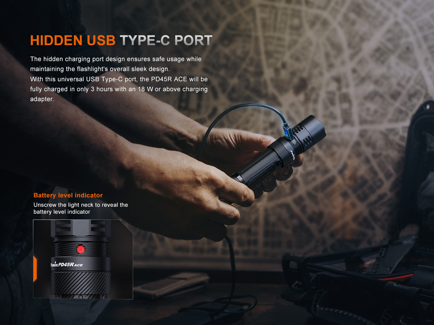Fenix PD45R ACE Multi-Mode Tactical Flashlight | 3200 Lumens | 410m | SET Tech | IP68