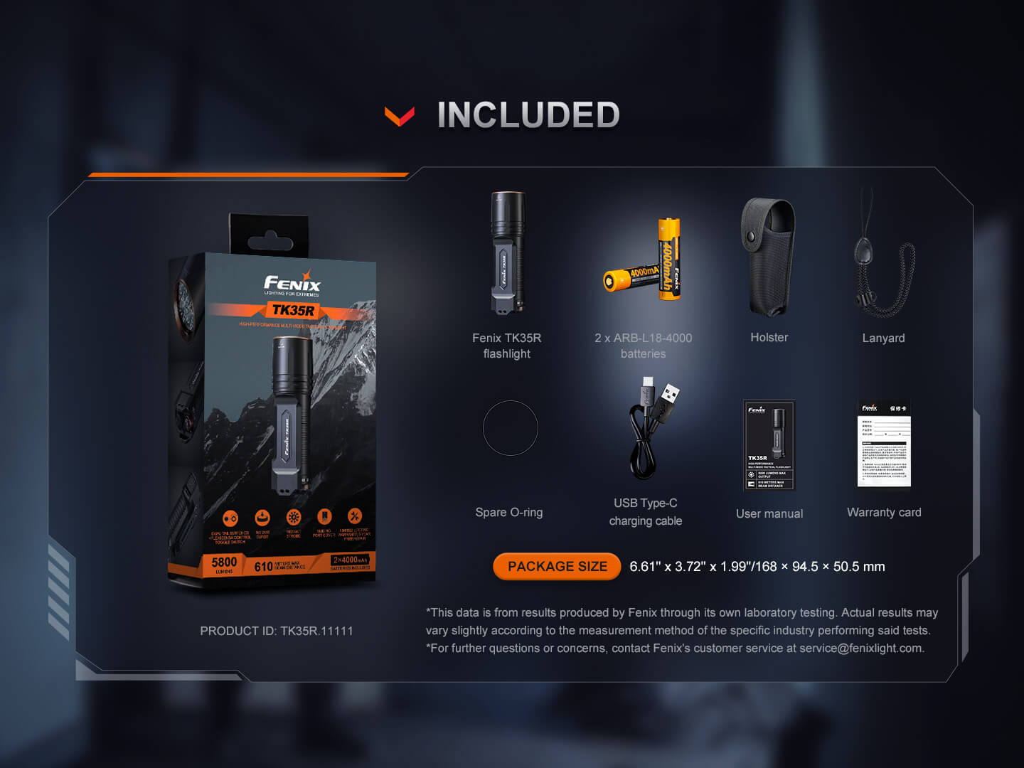 Fenix TK35R UV Tactical Flashlight | 5800 Lumens | 610m | Dual UV | USB-C | IP68
