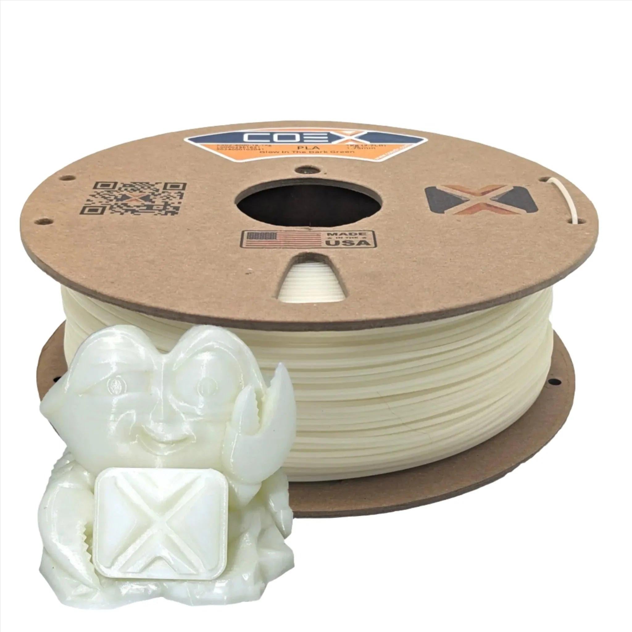 COEX 3D Glow-in-the-Dark PLA Filament – Green – Easy Print, Luminous 3D Printing Material