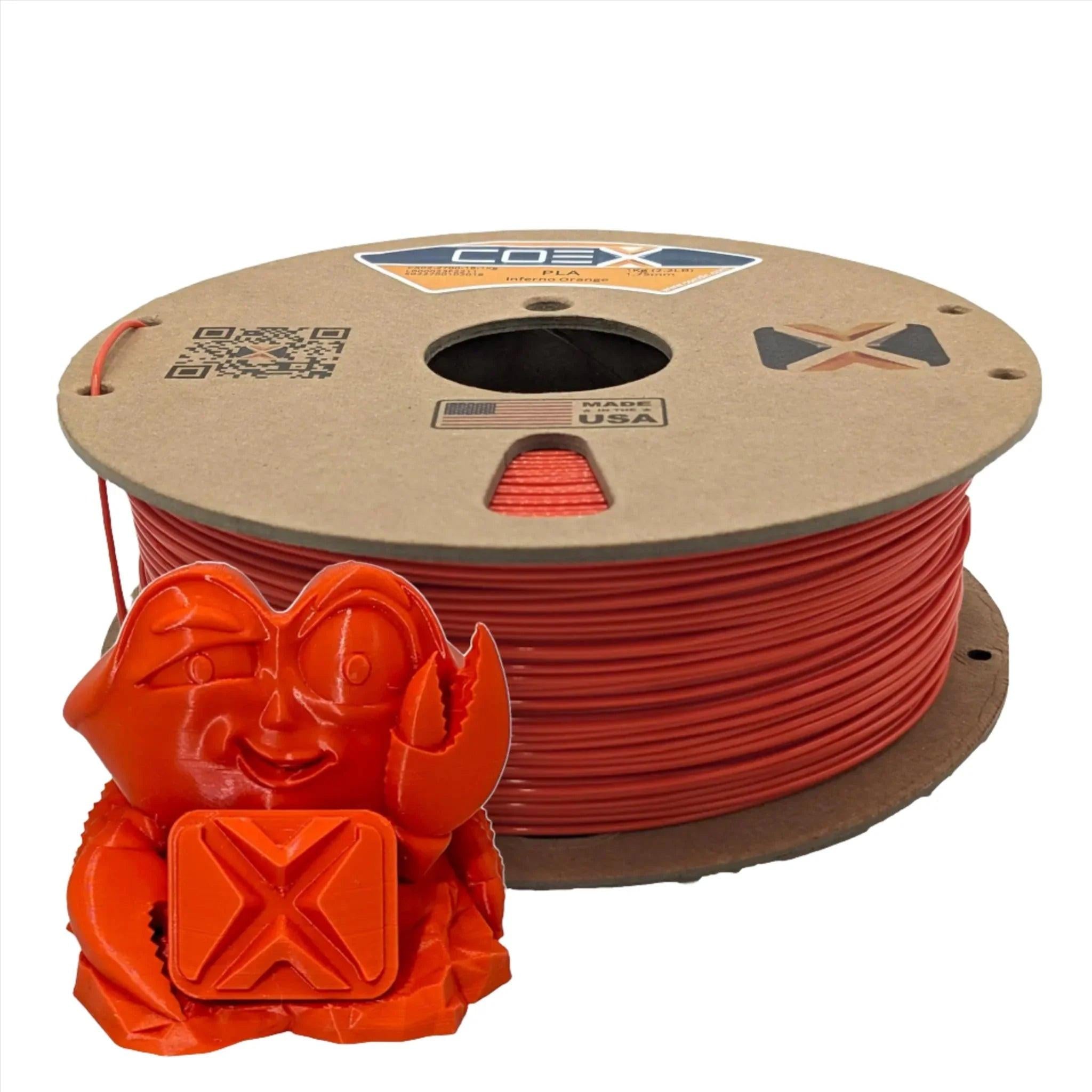 COEX 3D PLA Filament – Inferno Orange – Easy Print, Vibrant 3D Printing Material