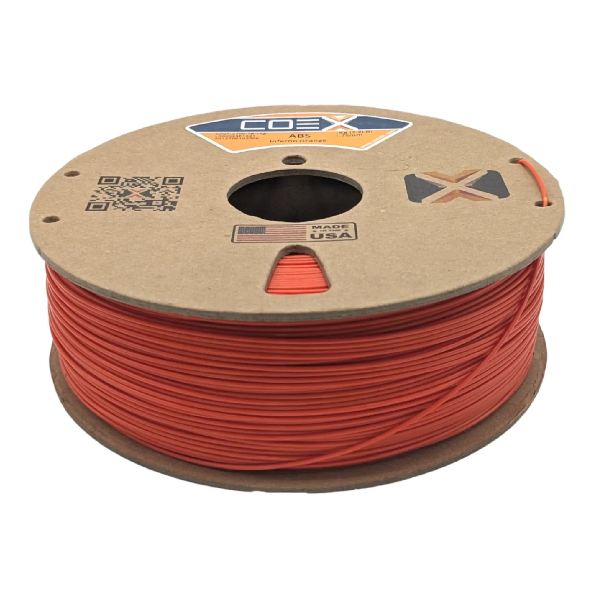 COEX 3D ABS+ Filament – Inferno Orange – Low Warp, High Strength 3D Printing Material