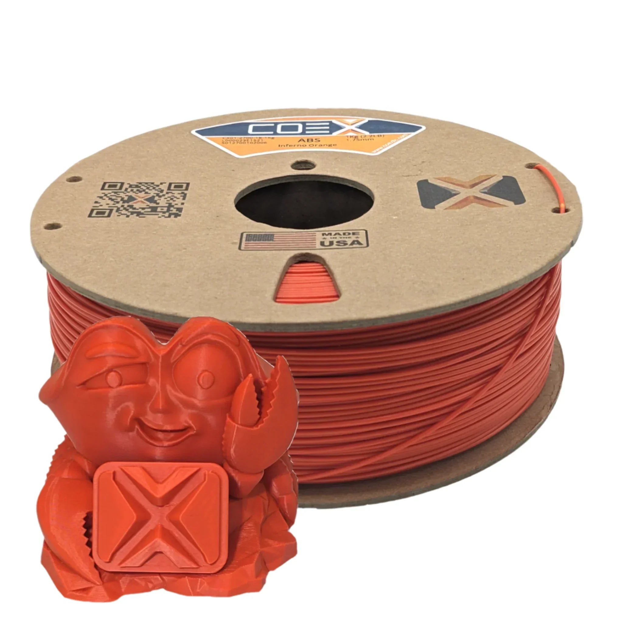 COEX 3D ABS+ Filament – Inferno Orange – Low Warp, High Strength 3D Printing Material