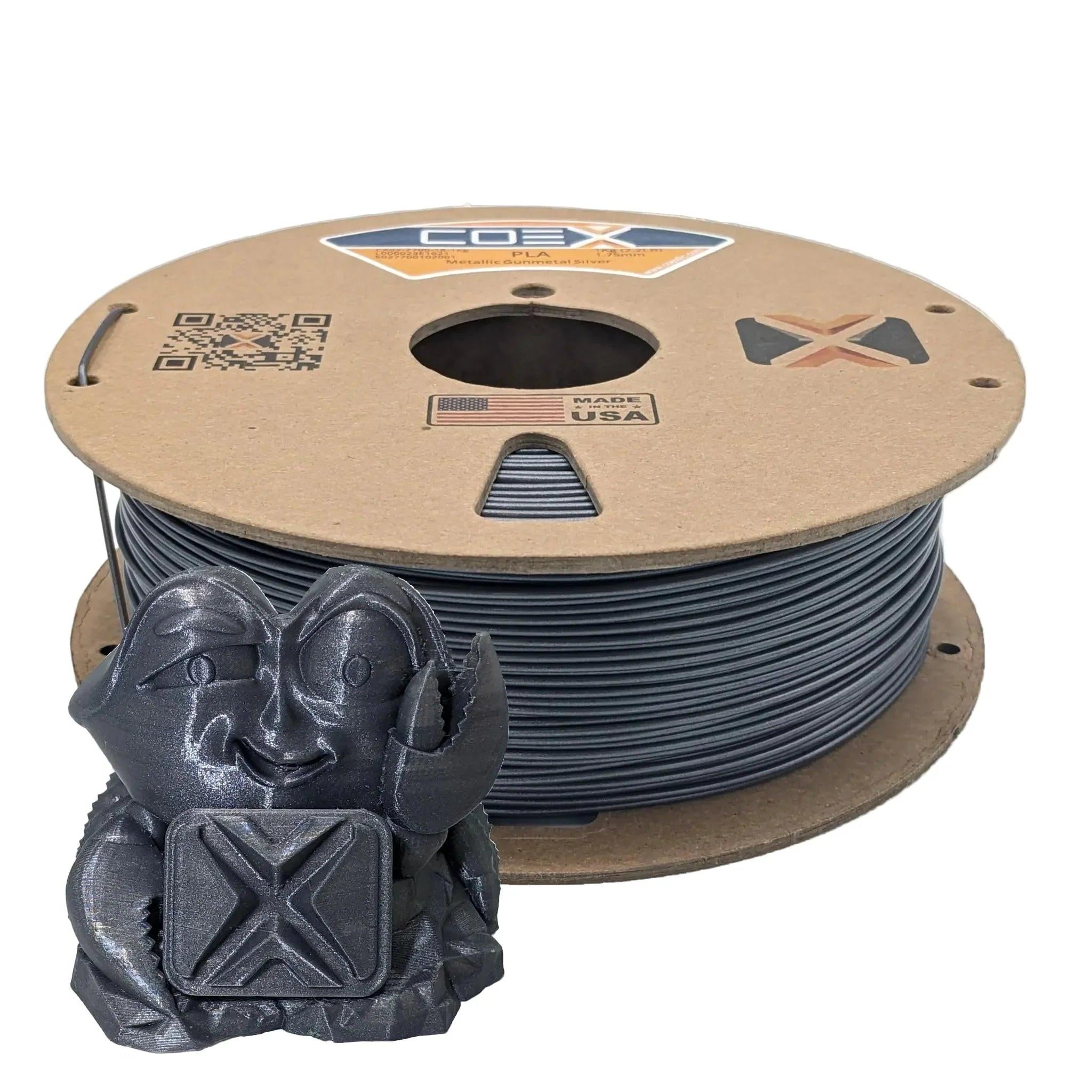 COEX 3D PLA Prime Filament – Metallic Gunmetal Silver – Smooth Finish, Easy Print PLA