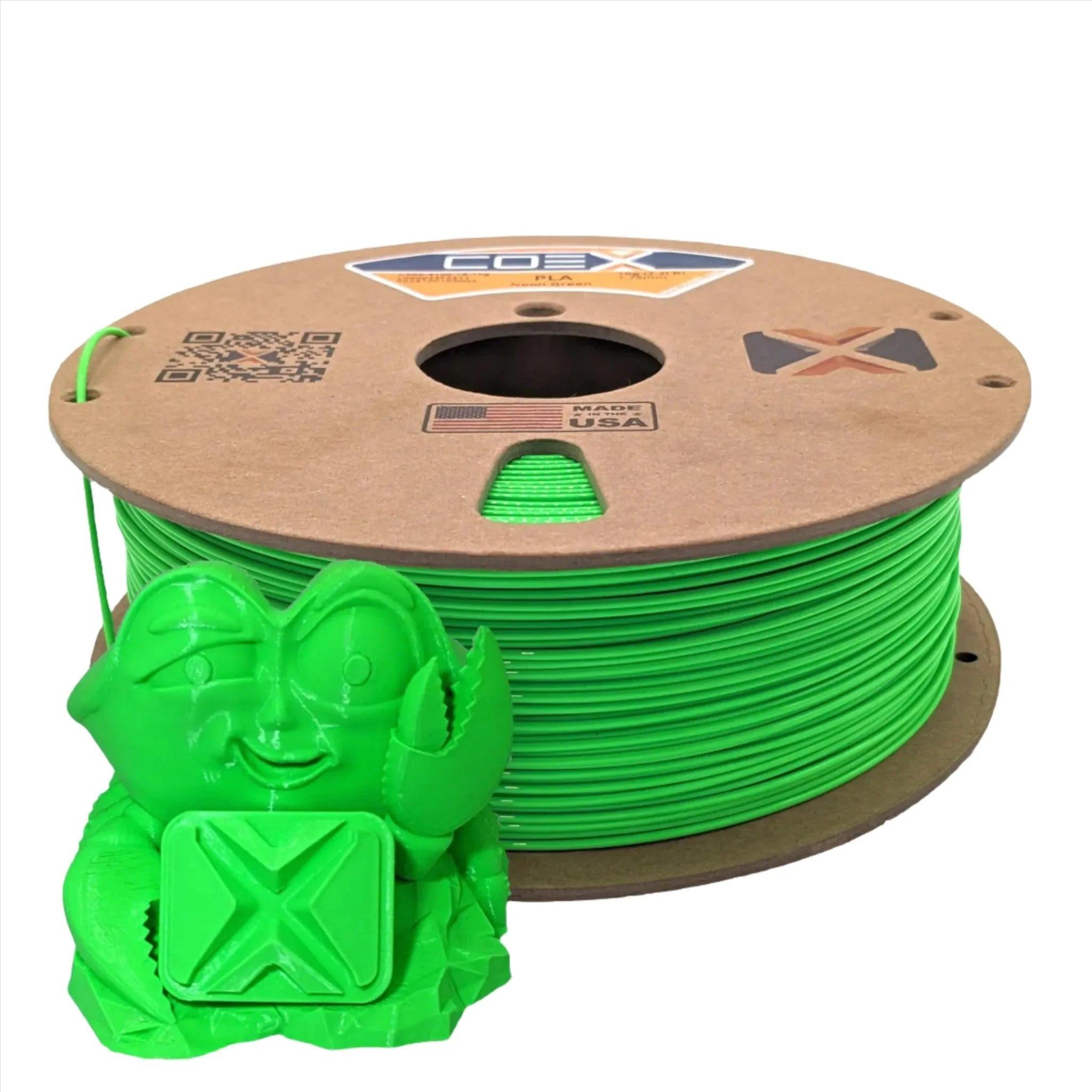 COEX 3D PLA Filament – Neon Green – Easy Print, Smooth Finish 3D Printing Material