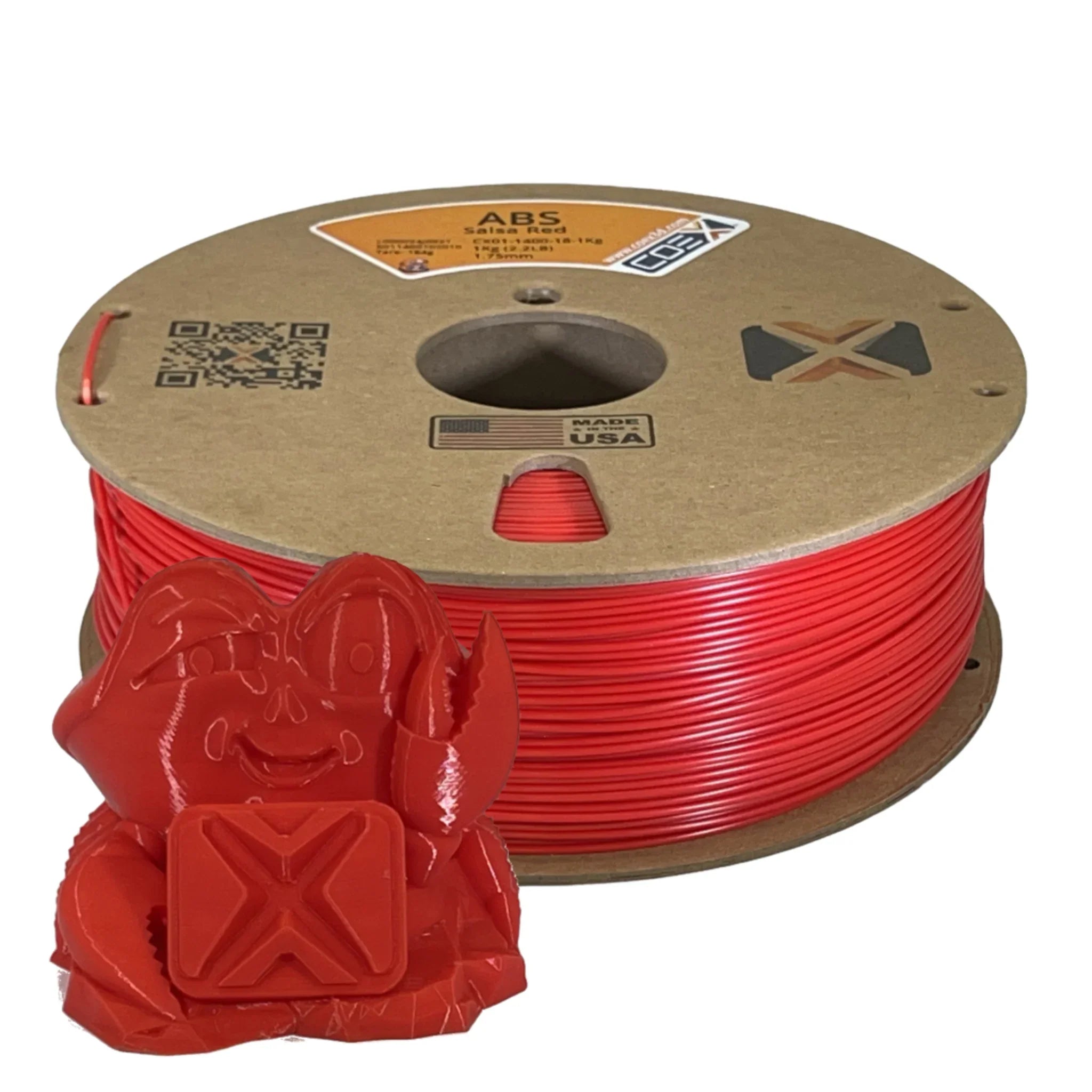 COEX 3D ABS+ Filament – Salsa Red – Low Warp, High Strength 3D Printing Material