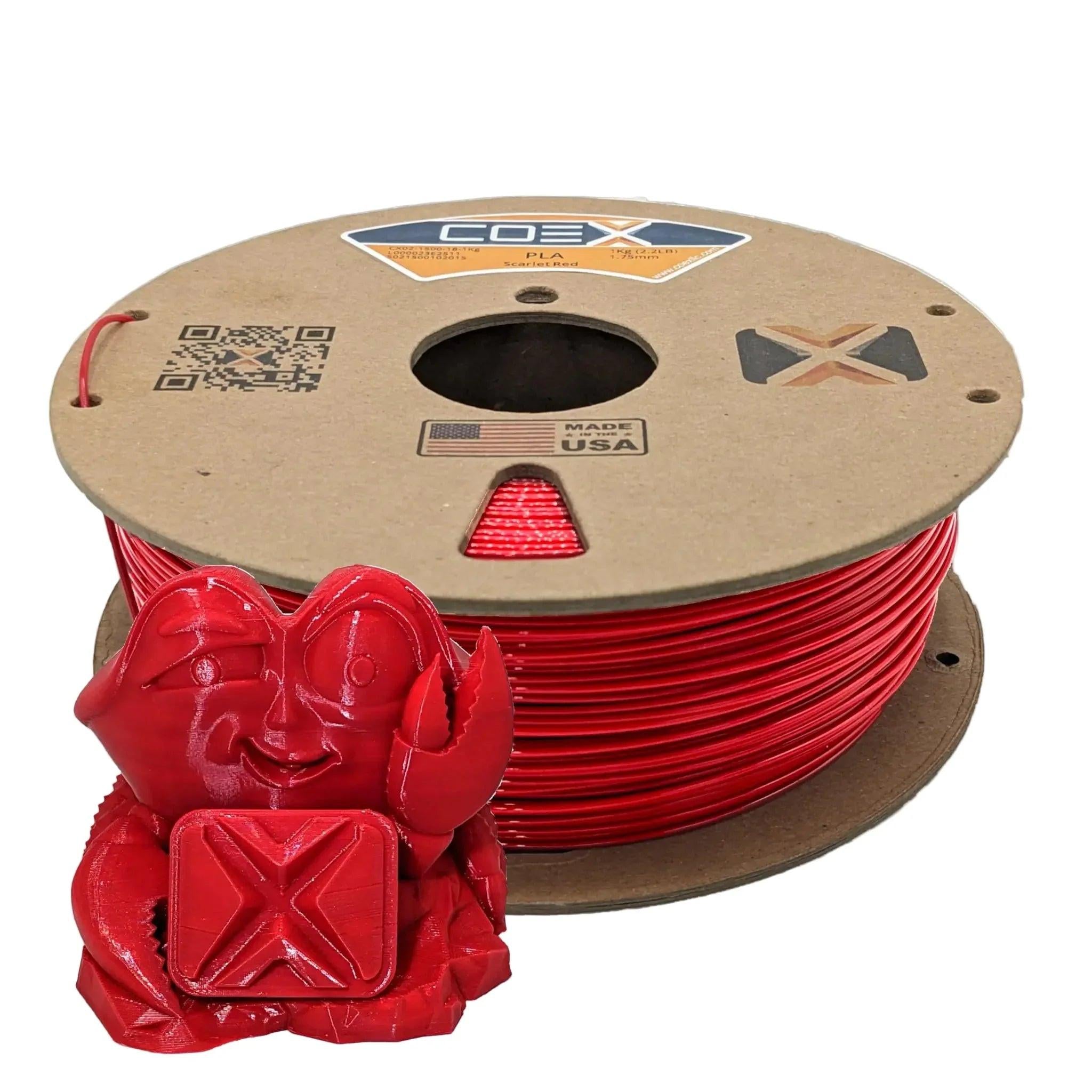 COEX 3D PLA Prime Filament – Scarlet Red – Smooth Finish, Easy Print PLA