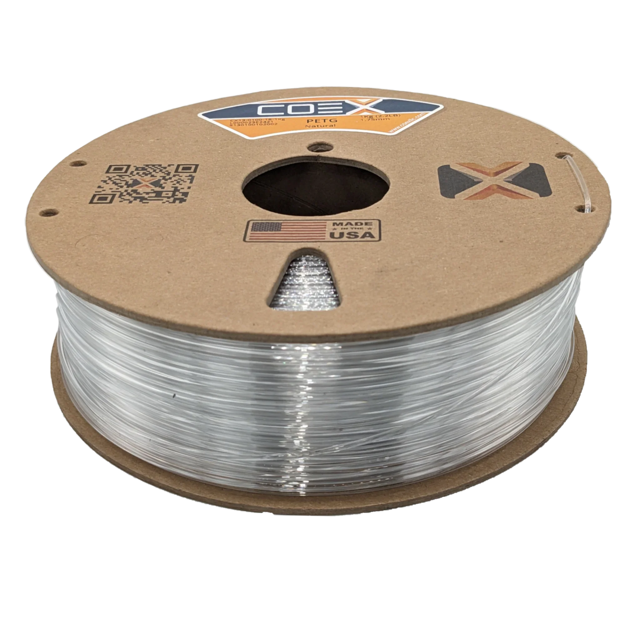 COEX 3D PETG Filament – Natural (Clear) – Strong, Glossy, Easy Print Material