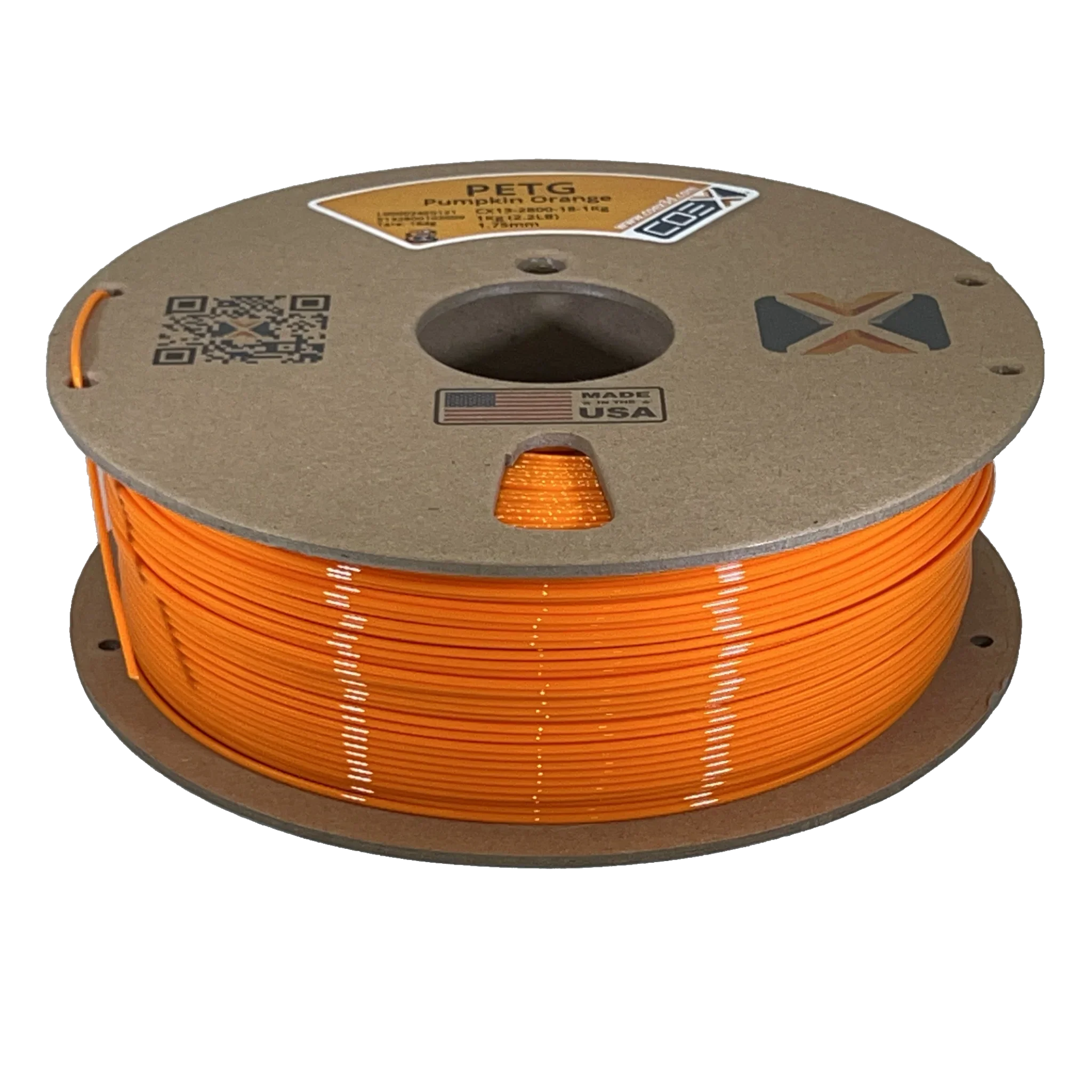 COEX 3D PETG Filament – Pumpkin Orange – Strong, Low Warp, Glossy 3D Printing Material