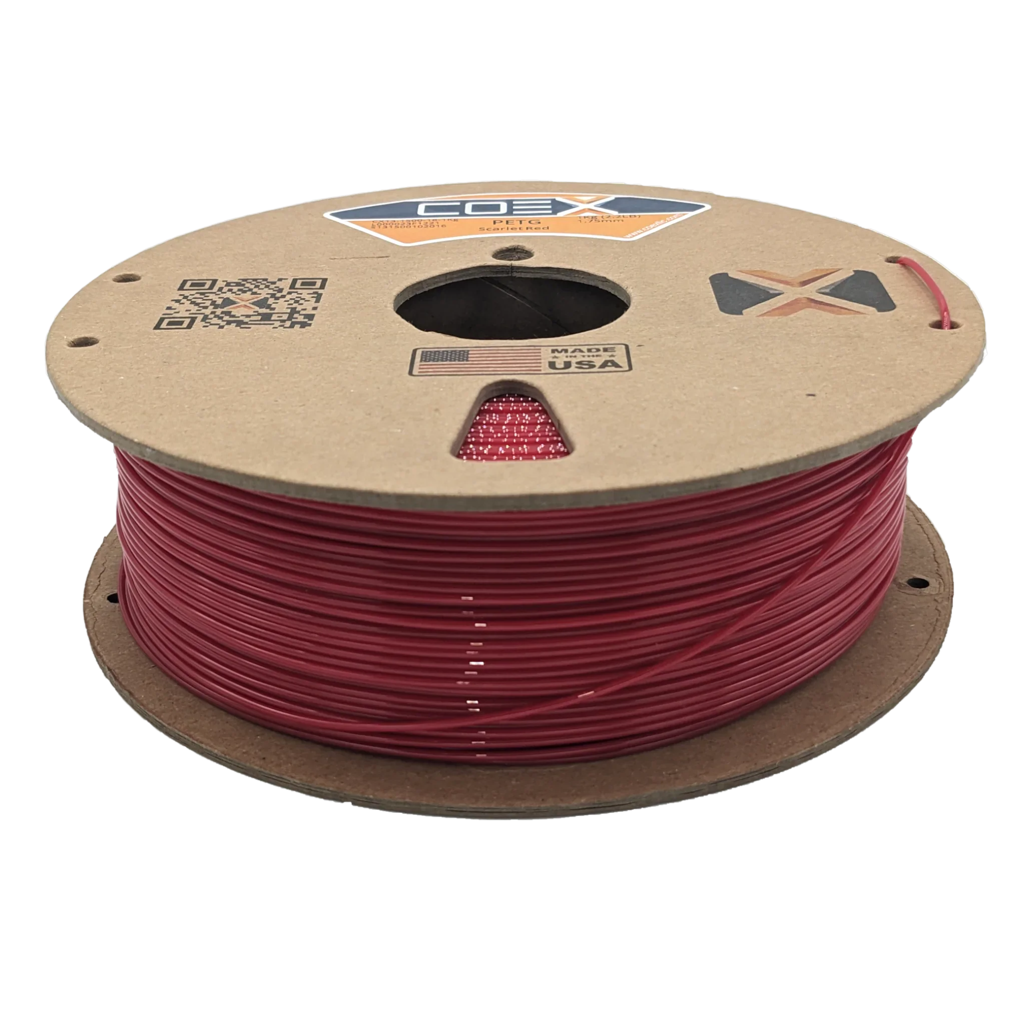 COEX 3D PETG Filament – Scarlet Red – Strong, Low Warp, Glossy 3D Printing Material
