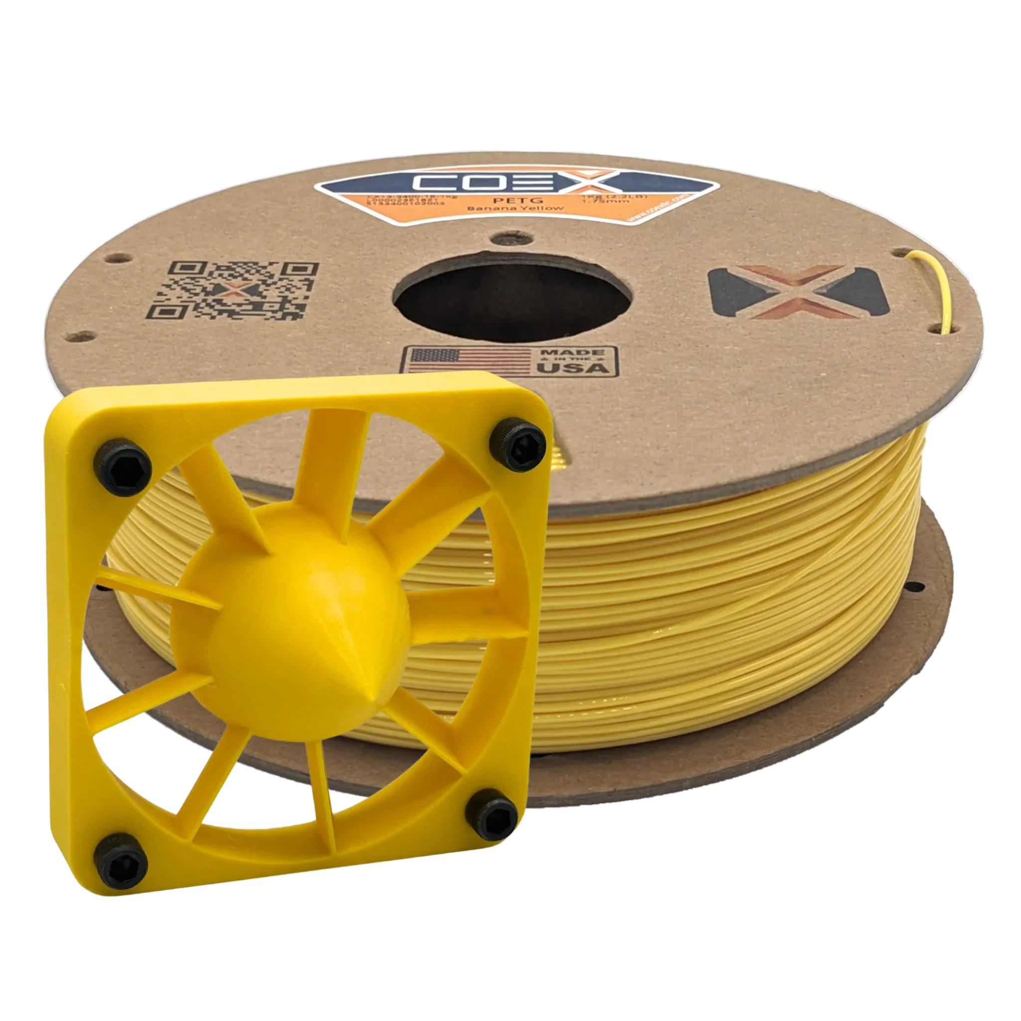 COEX 3D PCTG Prime Filament – Banana Yellow – High Impact, Chemical Resistant 3D Printing Material