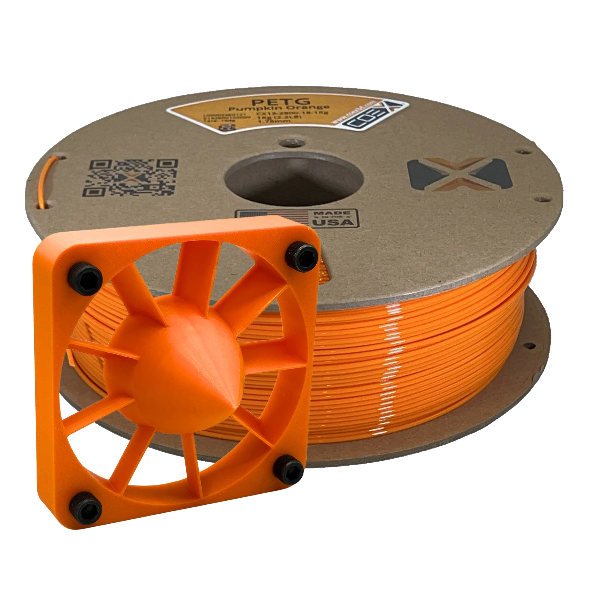 COEX 3D PETG Filament – Pumpkin Orange – Strong, Low Warp, Glossy 3D Printing Material