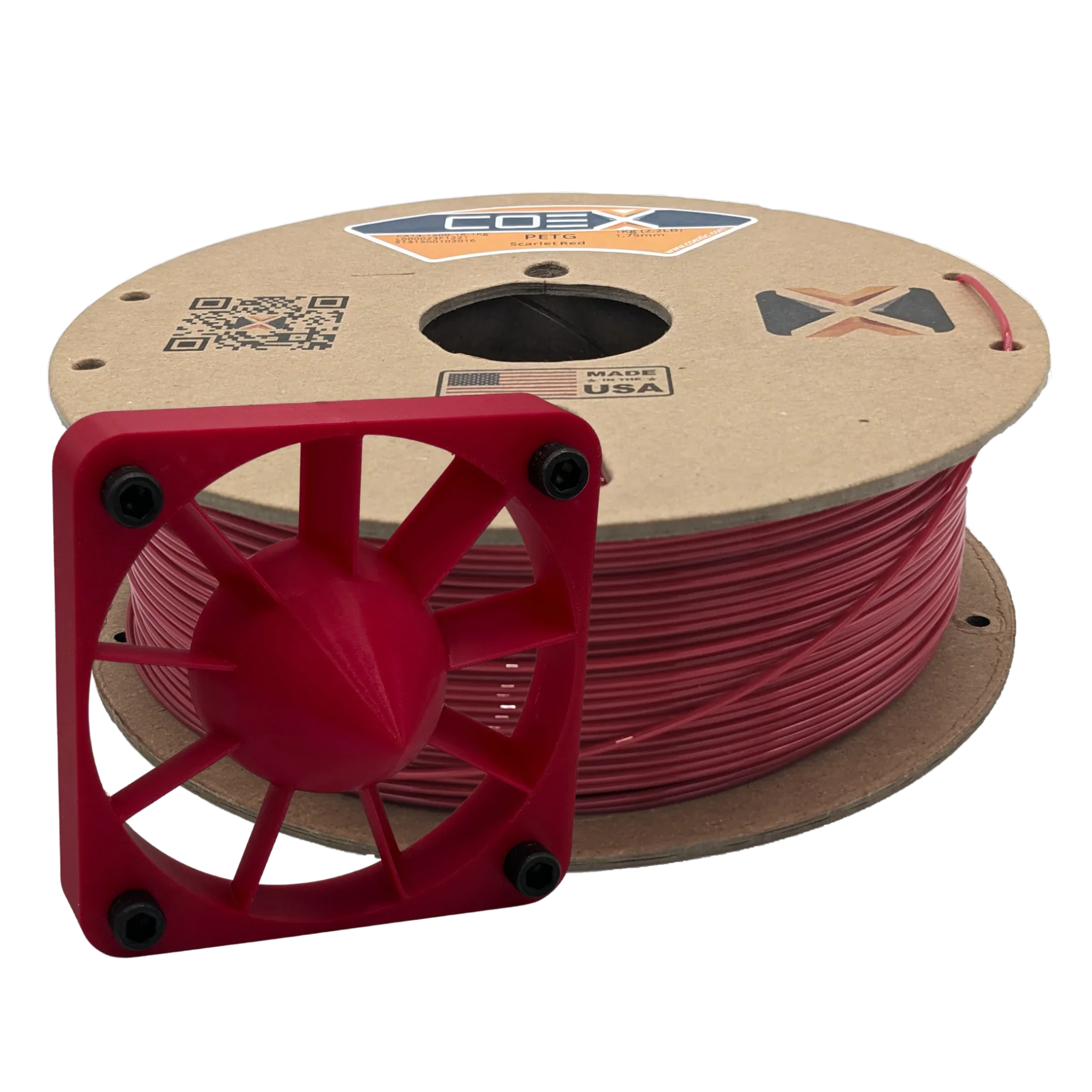 COEX 3D PETG Filament – Scarlet Red – Strong, Low Warp, Glossy 3D Printing Material