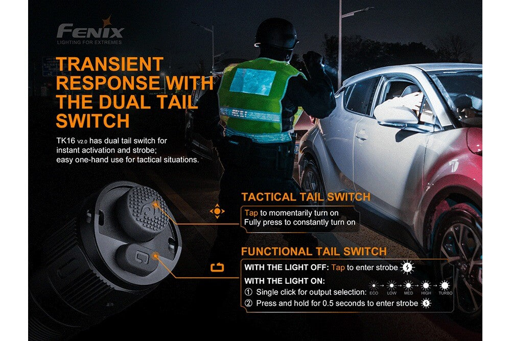 Fenix TK16 V2.0 Tactical Flashlight | 3100 Lumens | 36,100 Candela | USB-C