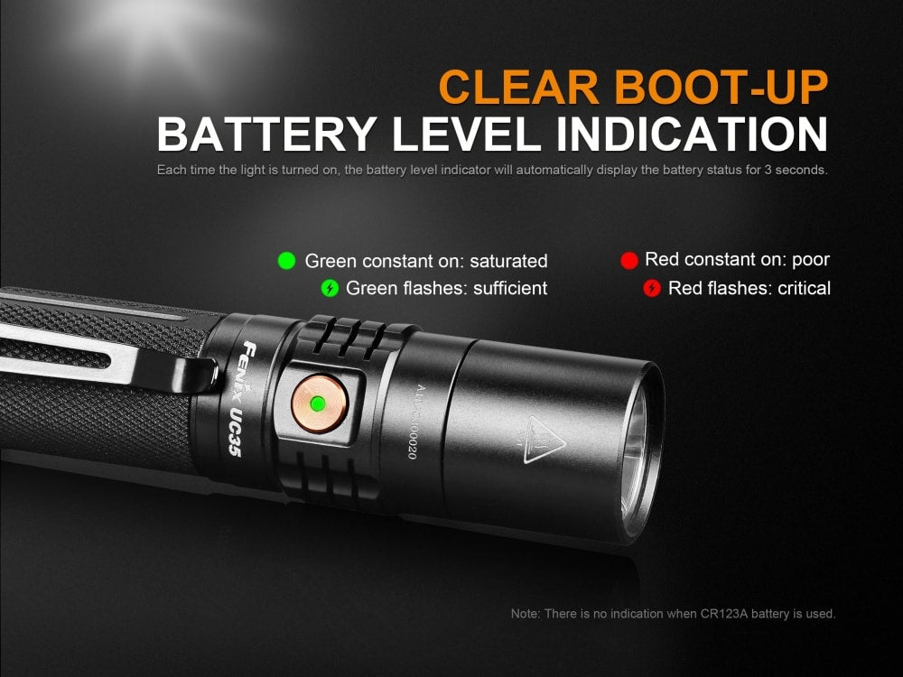 Fenix UC35 V2.0 Rechargeable EDC Flashlight | 1000 Lumens | 872 ft | CREE XP-L HI V3