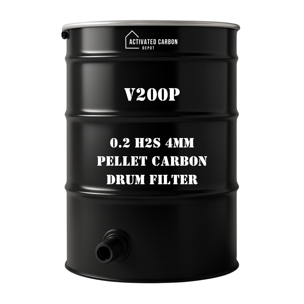 V200P H₂S Carbon Drum Filter – 4mm Pellet