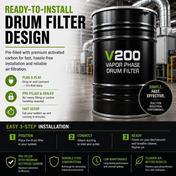 pre filled activated carbon drum filter