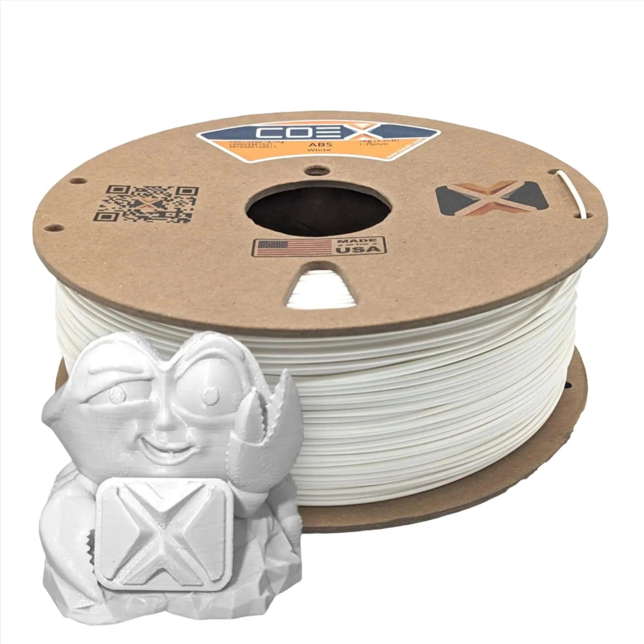 COEX 3D ABS+ Filament – White – Strong, Low Warp 3D Printing Material