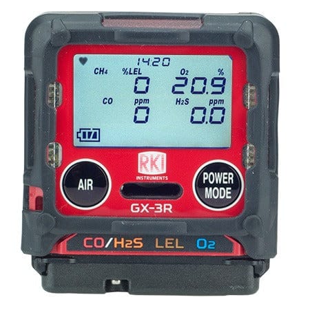 RKI GX-3R Four Gas Confined Space Monitor LEL, O2, H2S, & CO - activated carbon depot